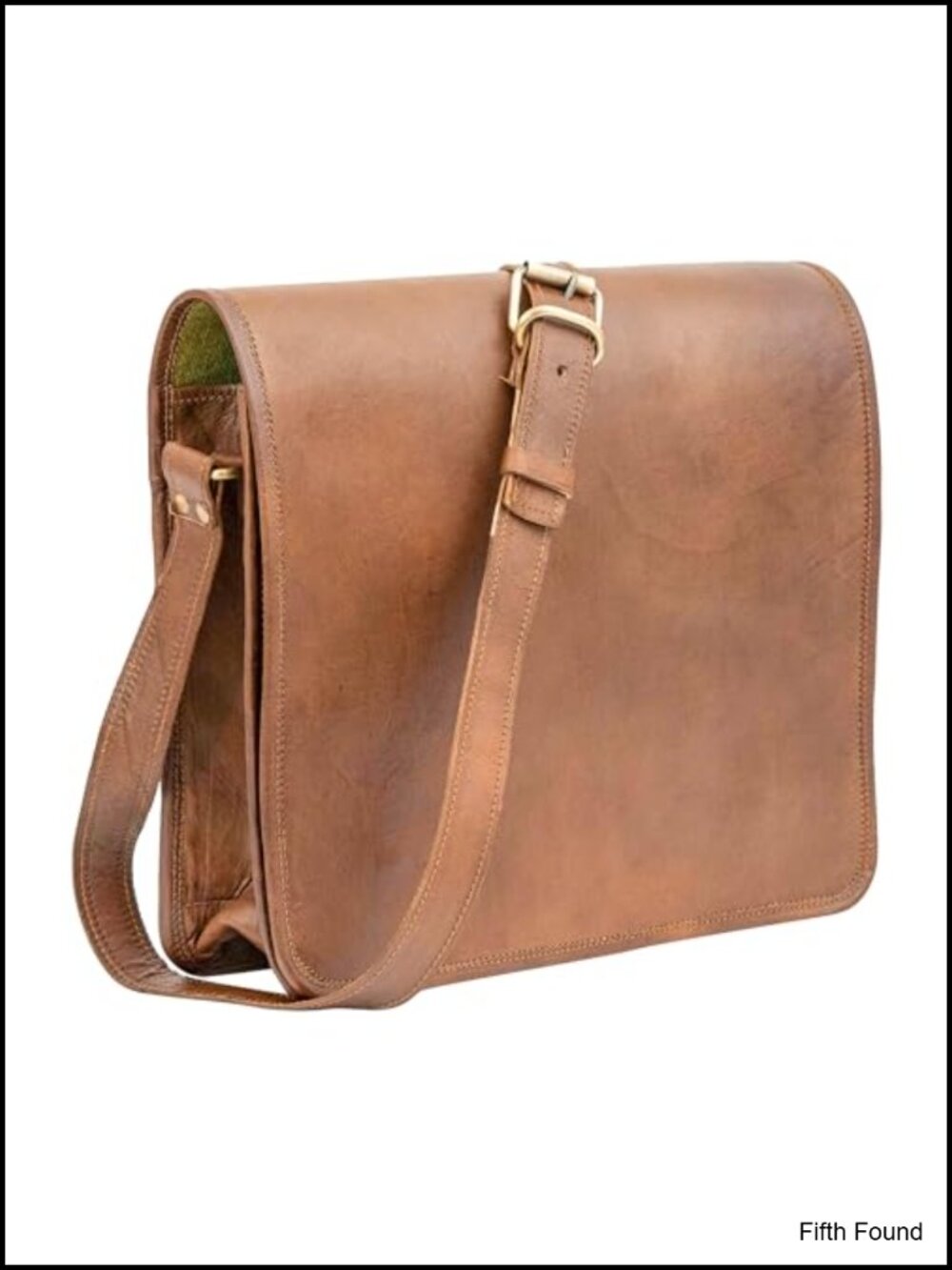 Genuine Full Grain Leather 18" Laptop Messenger Shoulder Bag, Fits 17.3"